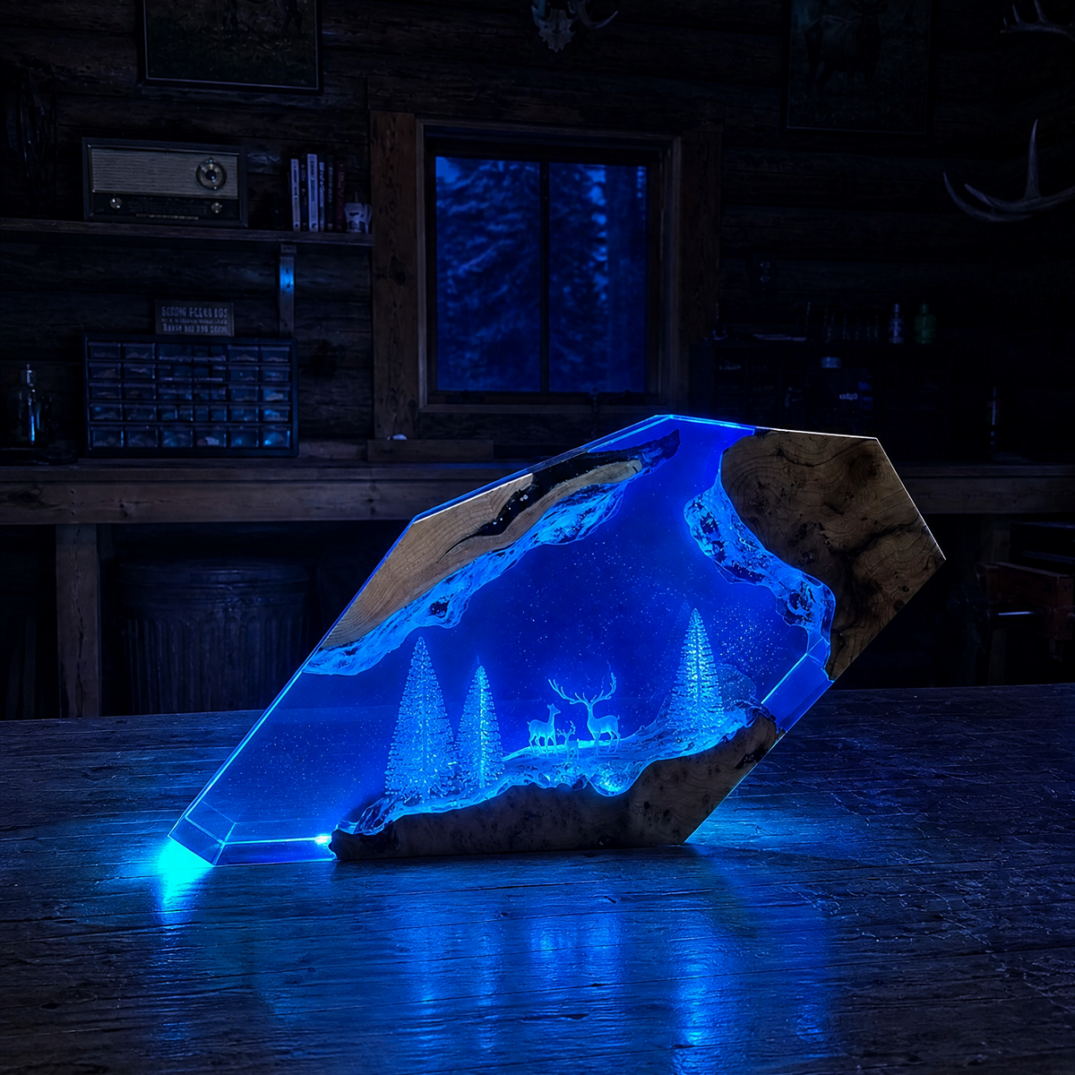 Gerald Resin — Handcrafted Elk Lamp